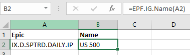 IG Index Excel Name Function