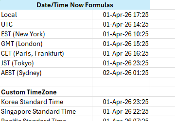 New Date time formulas Excel spreadsheet