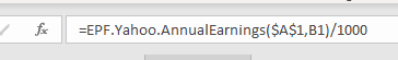 Excel Price Feed Formula Annual Earnings