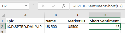 IG Index Excel Market ID Function