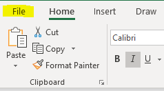 Excel File menu