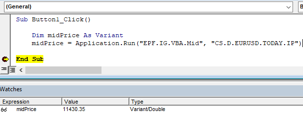 IG Index Excel VBA mid price function