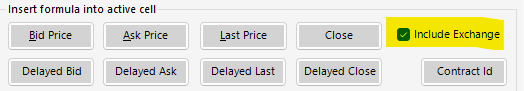 Interactive Brokers market data Excel formulas shortcut buttons