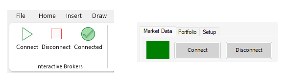 Excel Price Feed Connect/Disconnect Interactive Brokers