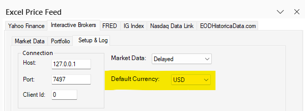 Interactive Brokers default currency setting