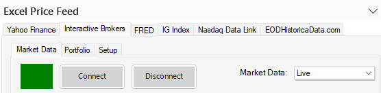 Interactive Brokers Excel portfolio: symbol, position