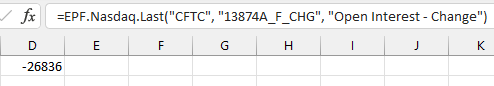 Excel Price Feed COT report example