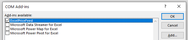 Excel enable com add-ins