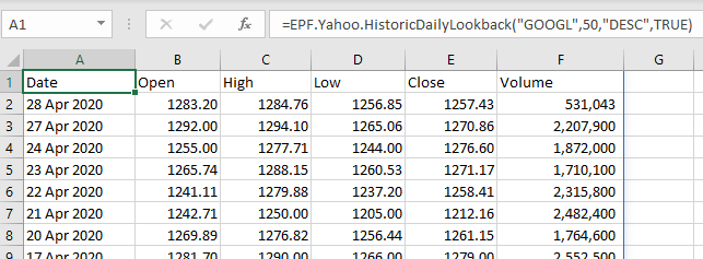 Excel array formula range selection