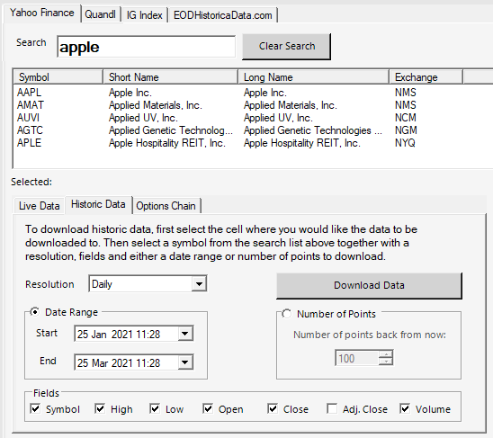 Data Fields and Excel Formulas